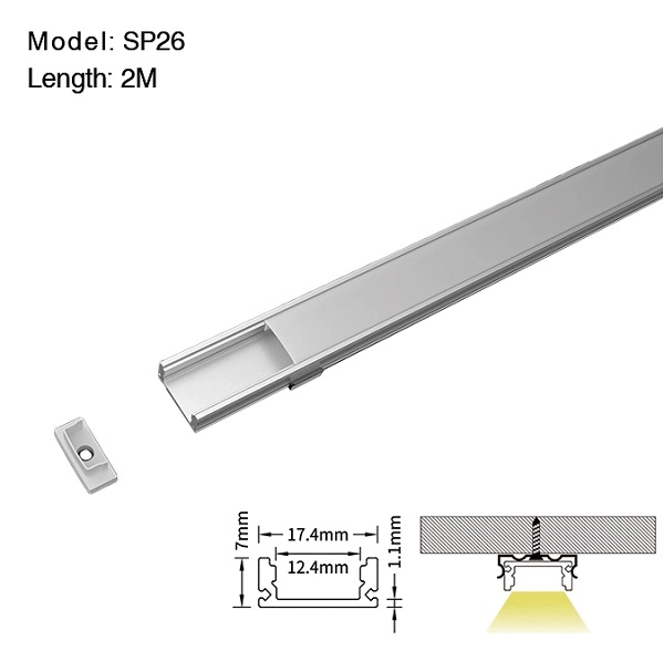 Profilo Alluminio Piatto 2mt completo di cover Opaca, Tappi e Clip